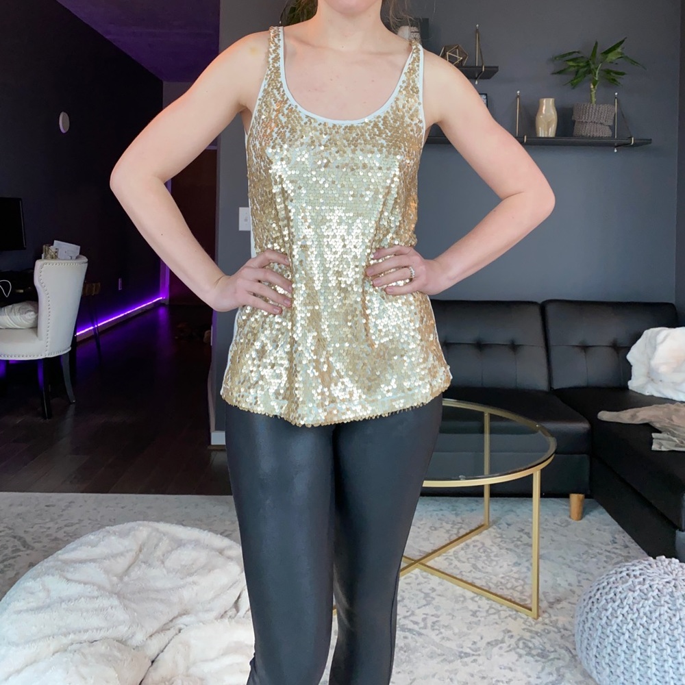 Express Gold Sequin Tank Top